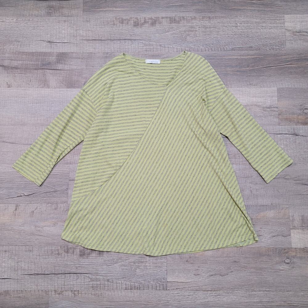 Cut Loose One Size Striped Art Tunic Asymmetrical V‎ Neck Boho Contemporary Top